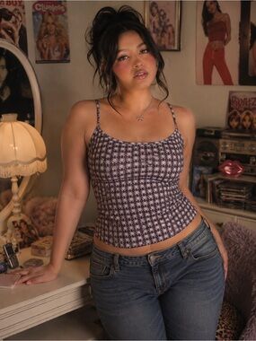 APOSTROPHE Stretch Deadstock Y2K Purple Tank Top Size M NWT